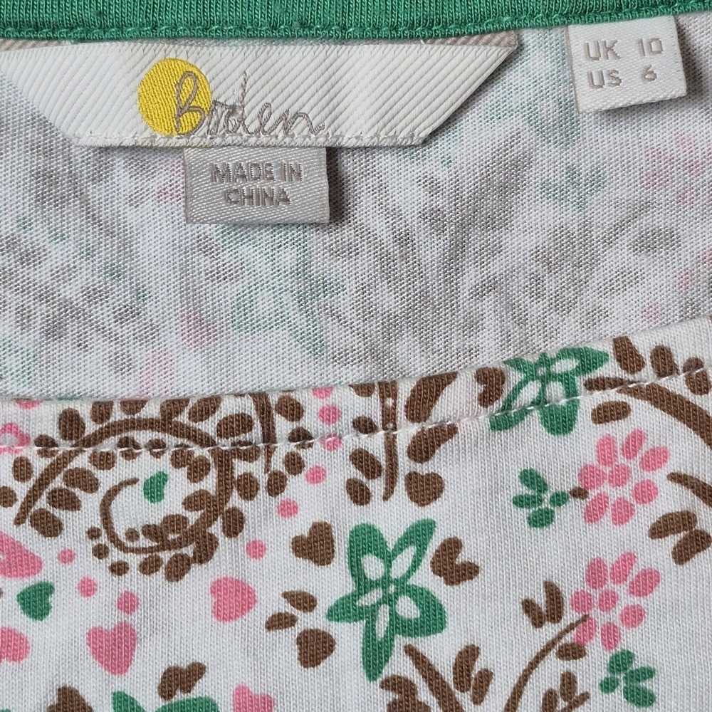 Boden Womens US 6 Paisley Floral Top Cotton Modal Boho Cottagecore - Picture 5 of 6